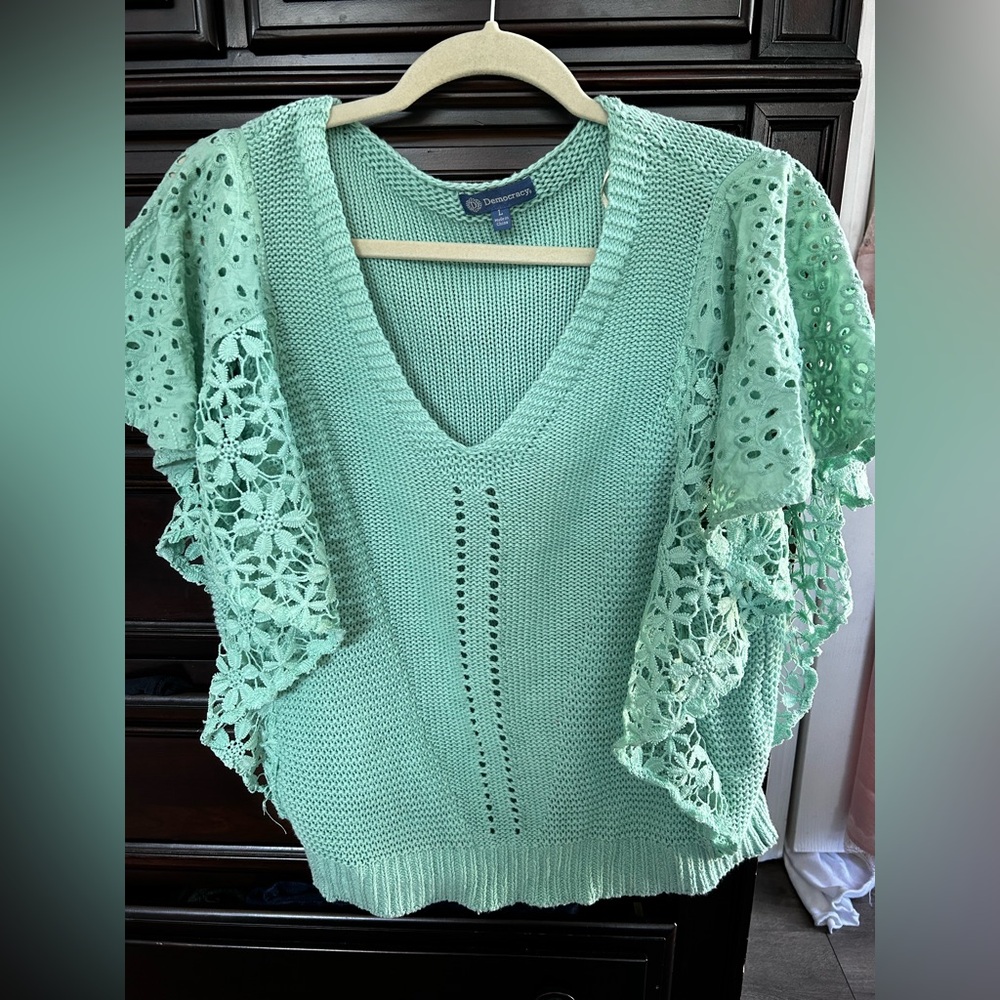 Democracy Soft Mint Knit Top